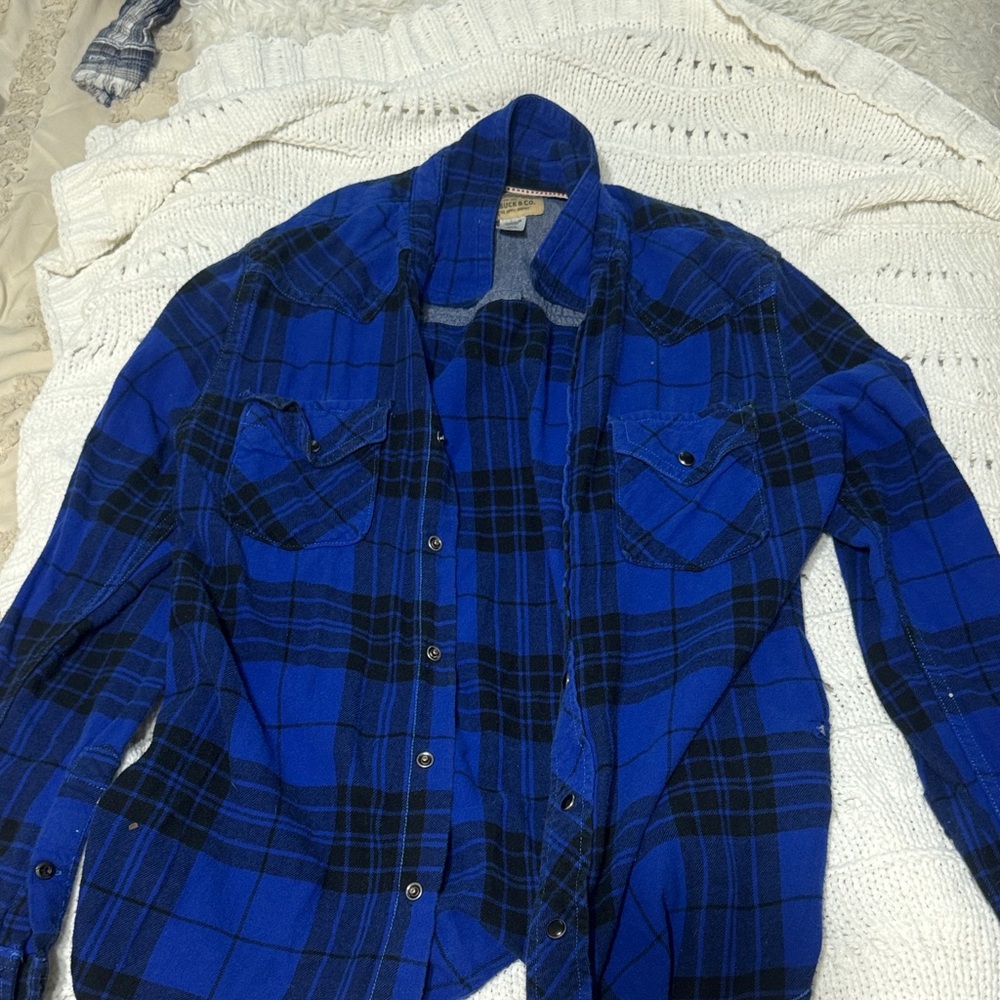 Blue and Black Plaid Women's Blazer